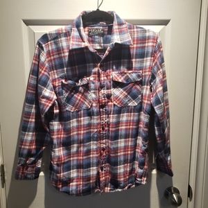 West 49 Plaid Button Down Long Sleeve Flannel Shirt Size L